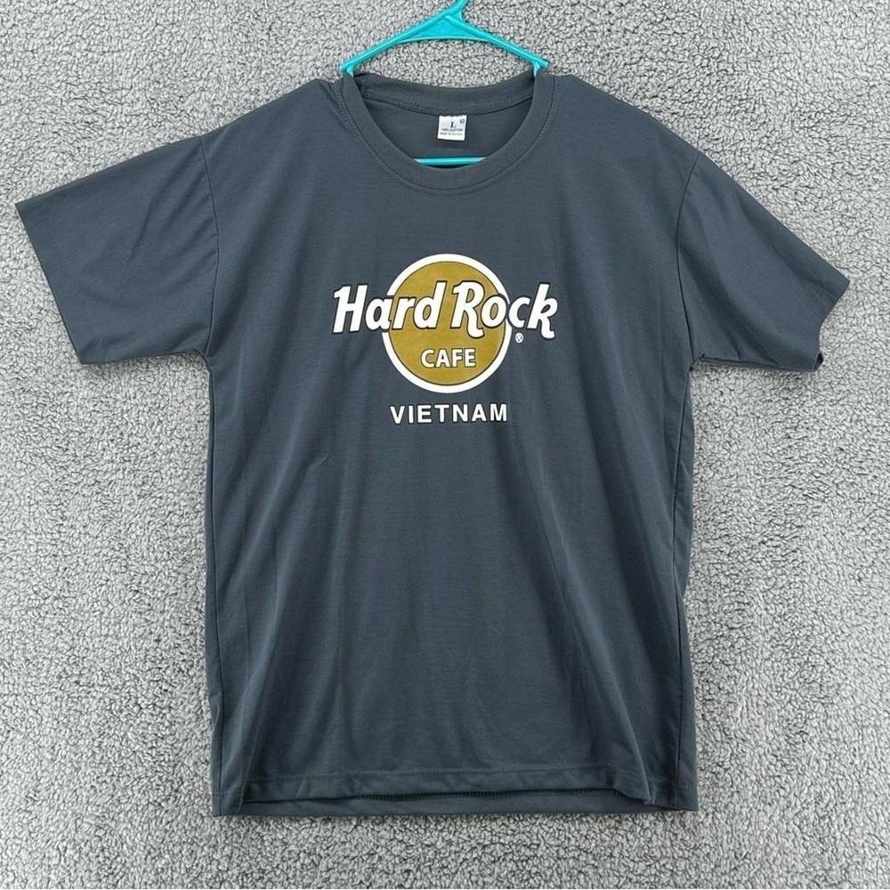 Hard Rock Cafe Vietnam T-Shirt Charcoal Gray Graphic Tee Women's Sz Large